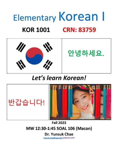 Elementary Korean I flyer.